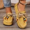 Boho Beaded Fringe Lace-Up Penny Loafers for Women , Tassel Loafers, Ladies Loafers