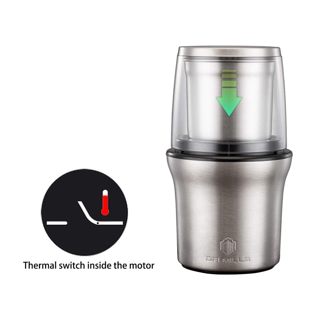DR MILLS DM-7412M Electric Dry Spice & Coffee Grinder, Grinder & Chopper, Removable Cup, Do Not Wash, Both Blade and Cup Made of SUS304 Stainless