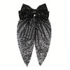 Spring Clip Glitter Layered Hair Bow Hair Pin Women Girls Sparkling Large Long Style Decorative Hairpin