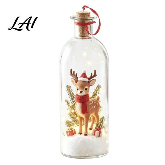 Warm Light Christmas Gift Recordable Message Bottle Night Light Tree Ornaments LED Lighted Wishing Eve Present for Friends Decoration with