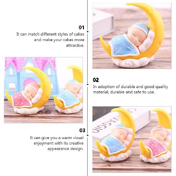 Toyvian Sleeping Baby Cake Topper Figurine Cake Topper Car Dashboard Ornaments DIY Crafts Mini Baby Figurine Baby Shower Birthday Party Decoration
