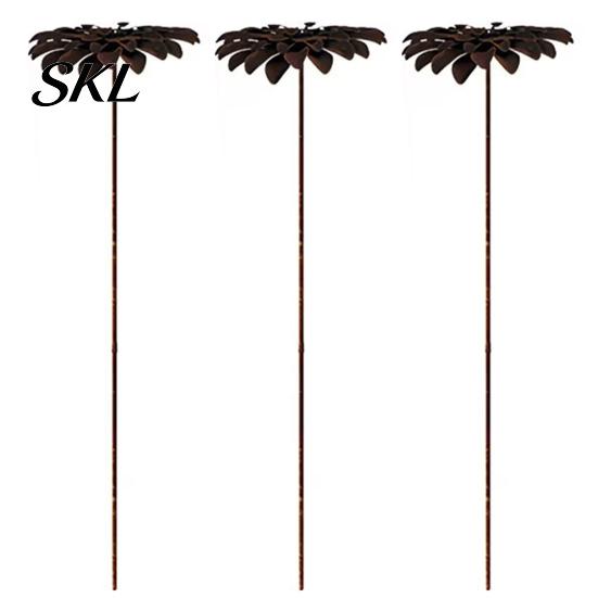 Garden Decorations Rustic Metal Flower Stakes, Large Rusted Iron Yard Art, Outdoor Ornaments 19.39 Inch Weather-Resistant Decoration for Lawns