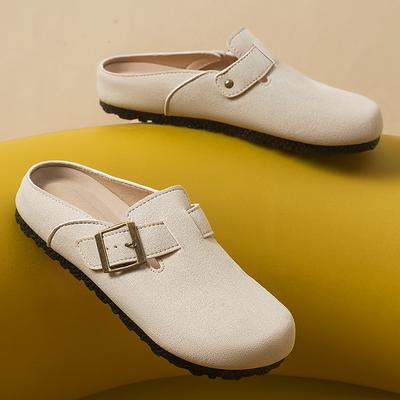 Обувь Женская Осенняя Ретро Обувь Бокен Повседневная Ленивая Обувь Баотоу Полушлепанцы Женская Обувь Плоские Шлепанцы Бокен Женские