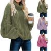 Women's Fashion Lapel Solid Color  Dough Twists  Knitting Loose High Neck Sweater
