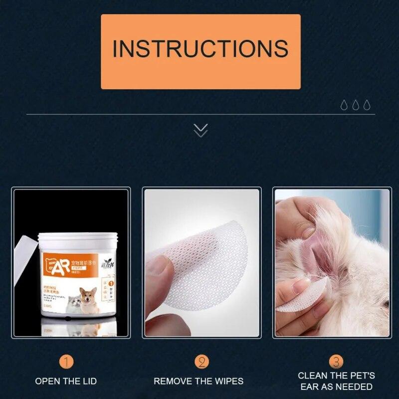 Салфетки для ухода за домашними животными, гипоаллергенные салфетки для чистки ушей для собак, кошек, средство для устранения запаха, дезодорирующие салфетки для собак, 130 упаковок