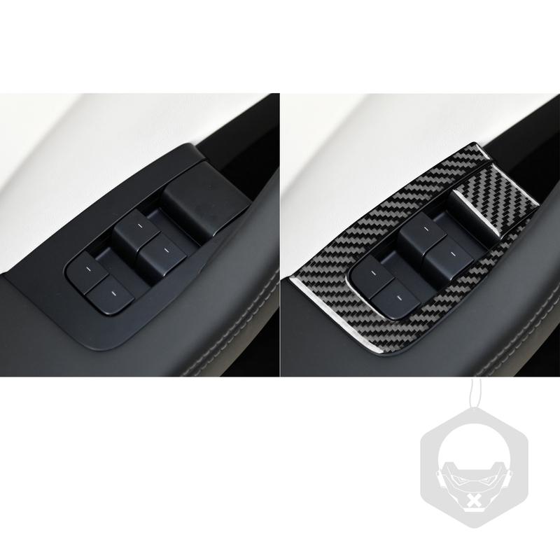 For Tesla Model Y 2025-2027 Carbon Fiber Window Lift Switch Button Control Panel Trim Cover Car Accessories Decoration Sticker