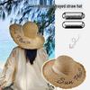 Women's Straw Beach Hat with Frayed Edge and Raffia Tie - Versatile Wide Brim Sun Hat for Summer Seaside Vacations
