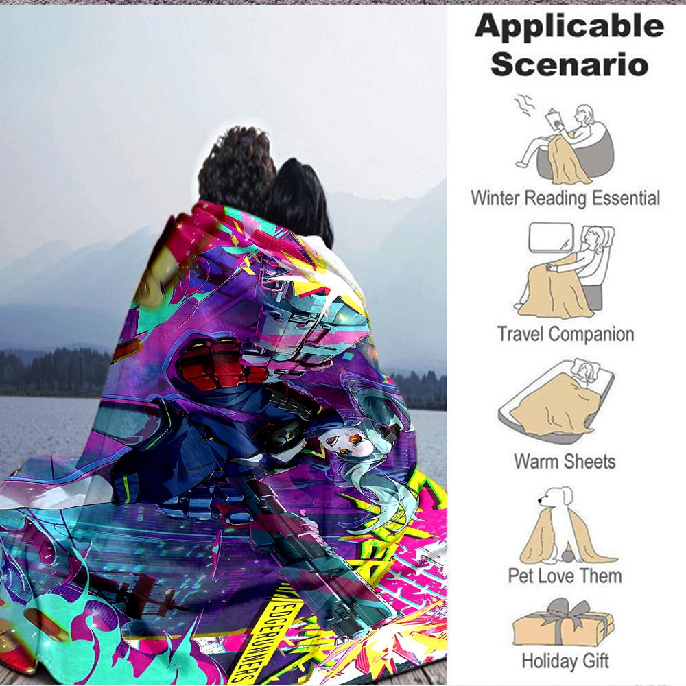 1Pc Cyberpunk Future Adventure Flannel Blanket, Soft And Comfortable, Casual Warm, Camping Travel, Christmas, Halloween Xmas Gift S1757