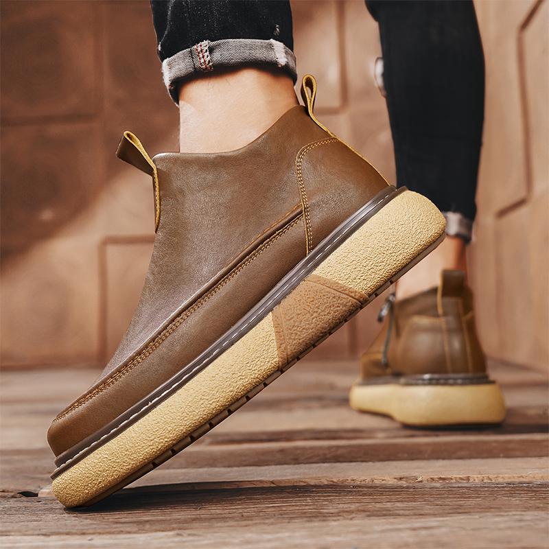 Fashion Casual Spring Autumn Cow Leather Shoes for Men New England Black Men's Dress Shoes Slip On New Designer Loafers Male