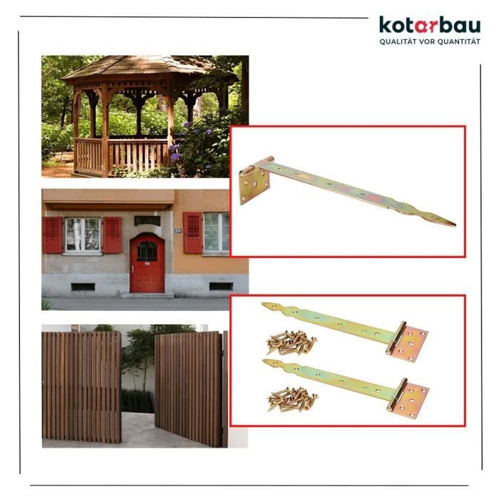 2 шт. Charnière de porte en T - Acier - Revêtement en Zinc - 300 мм - устойчив к воздействию влаги KOTARBAU