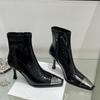 Высокие каблуки женские квадратные носки челси ботинки сексуальные туфли до щиколотки дизайнерские женские зимние 2024 новый тренд платье прогулочные женские туфли