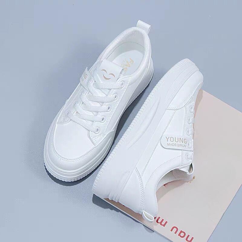 Новые летние повседневные белые туфли, женская обувь, удобные универсальные белые туфли на толстой подошве, туфли для досок