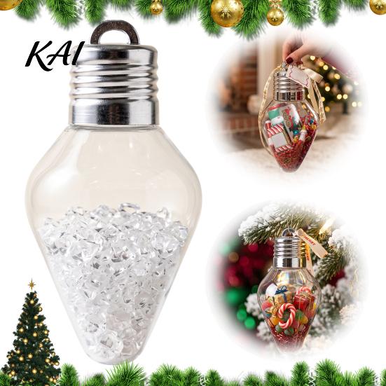 Festive Window Sill Decor Christmas Bulb Shape Storage Jar, Transparent Refillable Light Home Items Ornament, Tree Pendant for Holiday Party