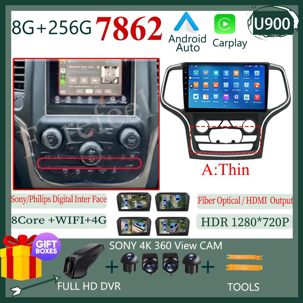 Видео Carplay Android 14 для Jeep Grand Cherokee WK2 2014 Автомобильный Радиоприемник Мультимедиа Авто Стерео Плеер Монитор ТВ GPS DVD DSP IPS BT