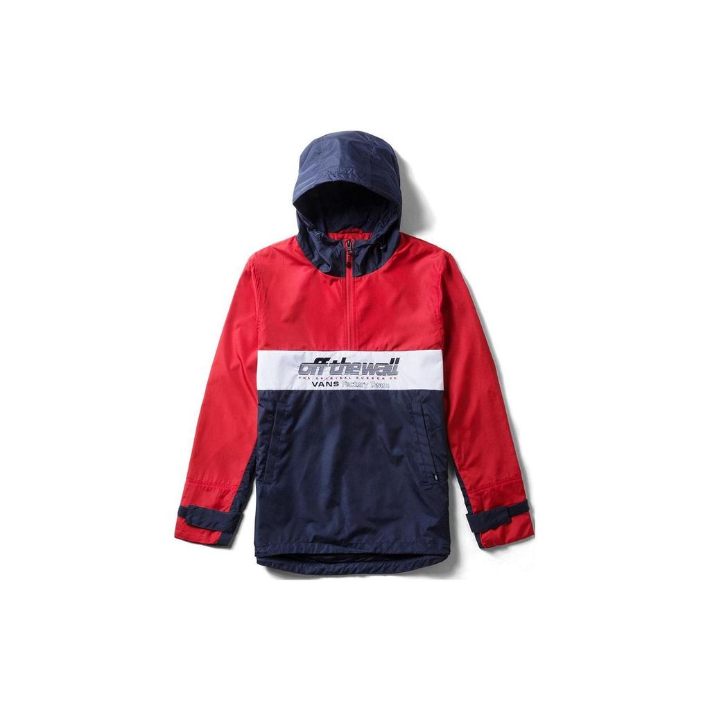 Vans Letter Long Sleeve Hooded Casual Sports Jacket Men Jackets Red VN0A3DFS4NH