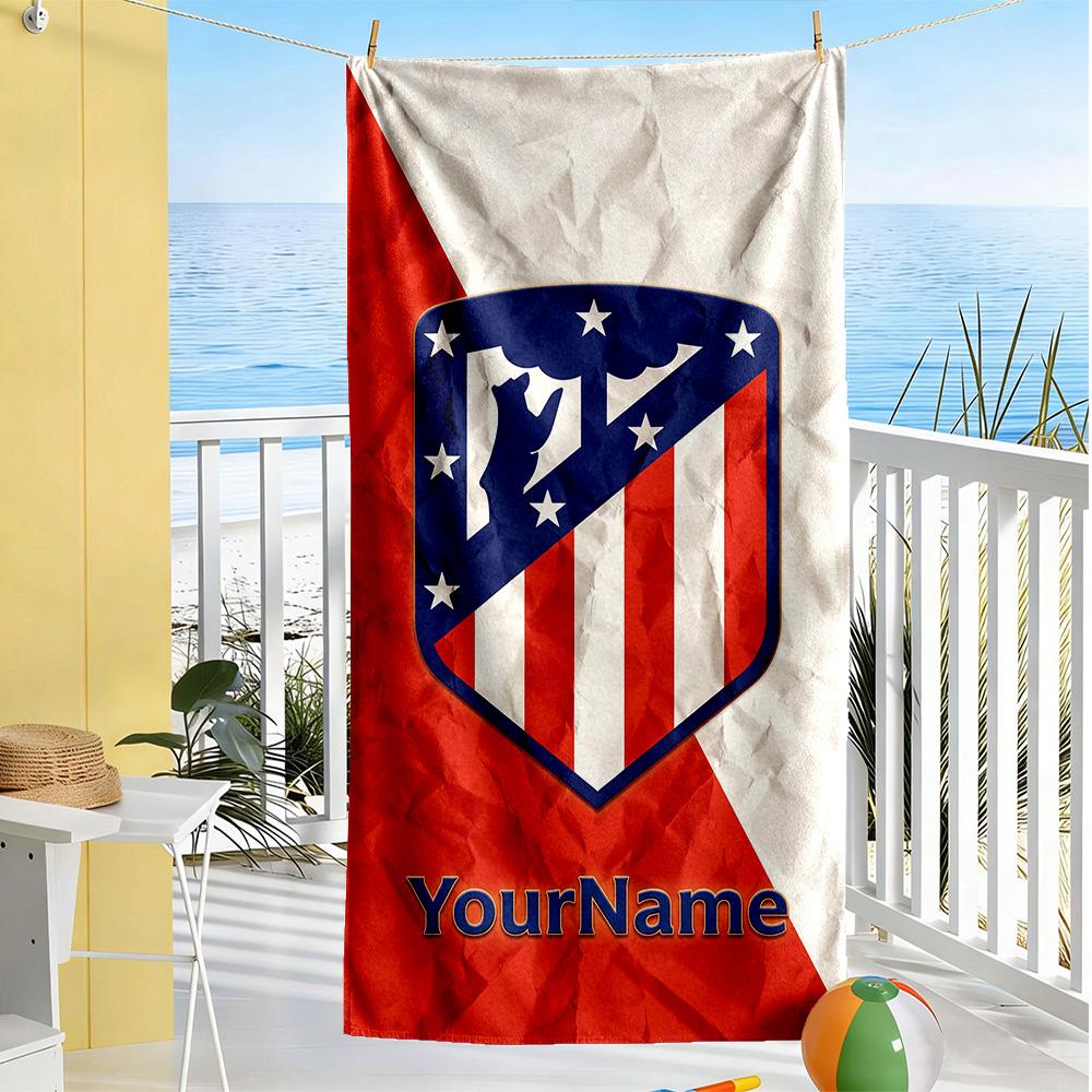 Atletico Madrid Customizable Name Beach Towel Soft Durable Quick-Dry Suitable for Sports Travel Swimming Yoga Bathroom Beach And Pool