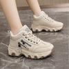 Женские зимние кроссовки для ходьбы на толстой платформе, нескользящие короткие ботинки с подкладкой из искусственного меха, кроссовки на шнуровке, женские теплые зимние ботинки с флисовой подкладкой