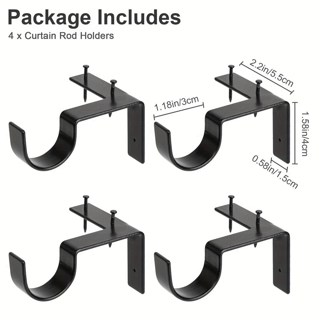 4 шт. Кронштейн для карниза без сверления, Регулируемый держатель для карниза с простой установкой, Сверхпрочная опора для оконной шторы с настенным креплением