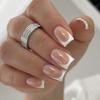 Французские поддельные ногти Nials White Edge Nail Tips Fashion Press on Nails Women Girls