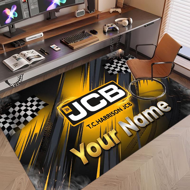 Custom Rug JCB Pattern Print Name Text Soft Non‑Slip Floor Carpet for Home Indoor Decoration