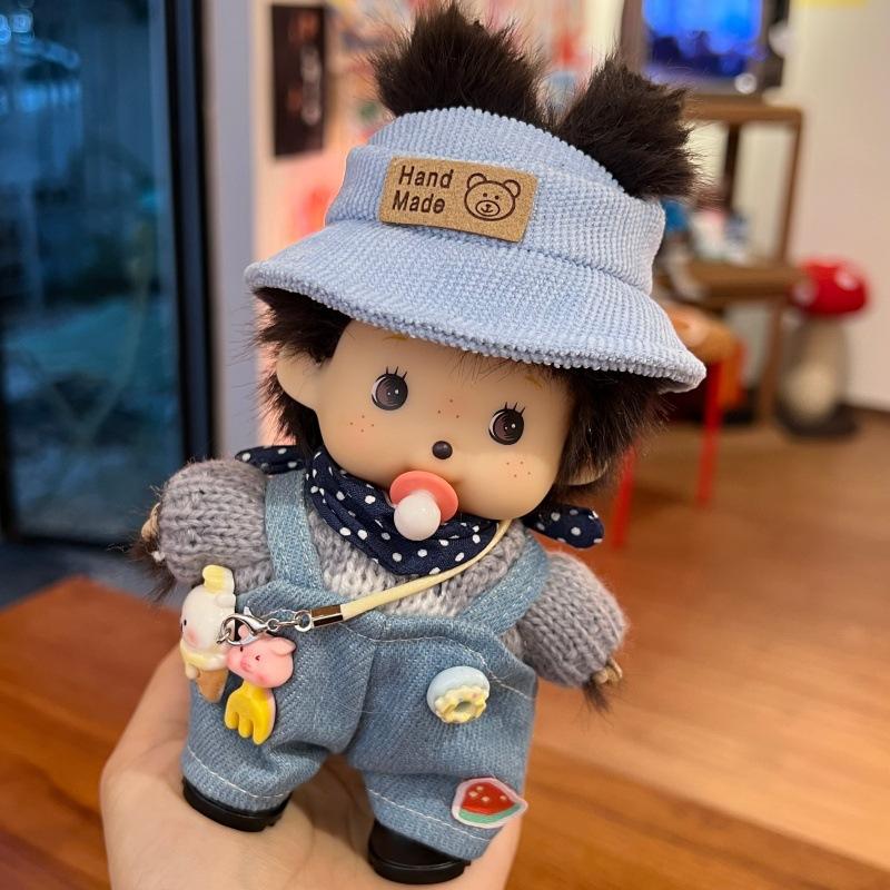 , New Genuine Mengqiqi Plush Keychain, Cute Woolen Hat, Dress Up Bag Pendant, Birthday Gift, Plush Pendant for Friends