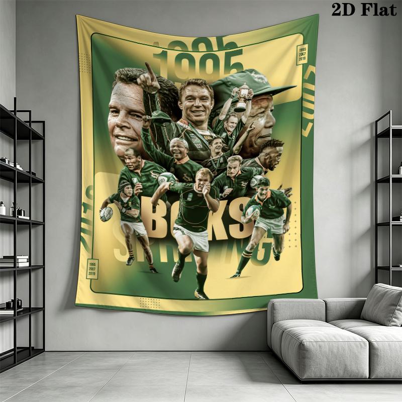 Springboks Rugby Wall Tapestry Aesthetic Wall Hanging Printed Fabric Blanket Decorative Tapestries for Bedroom Living Room Home Decor