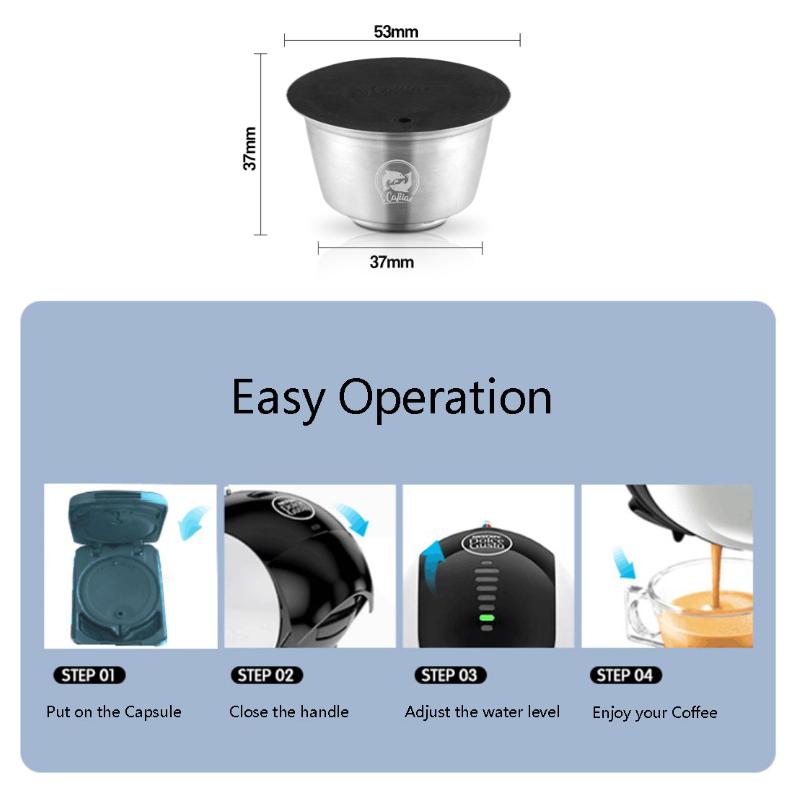 i Cafilas [HR-104] Многоразовые капсулы для кофе, фильтры для кофе, чашки для приготовления крема из нержавеющей стали, тамперный зажим для машины Dolce Gusto LUMIO EDG, Mini Me