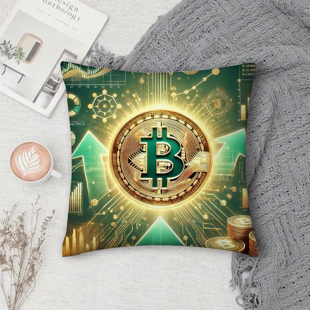 Наволочка для подушки Bitcoin Квадратная Двусторонняя Печать Чехол для диванной подушки Наволочка Спальня Прикроватная