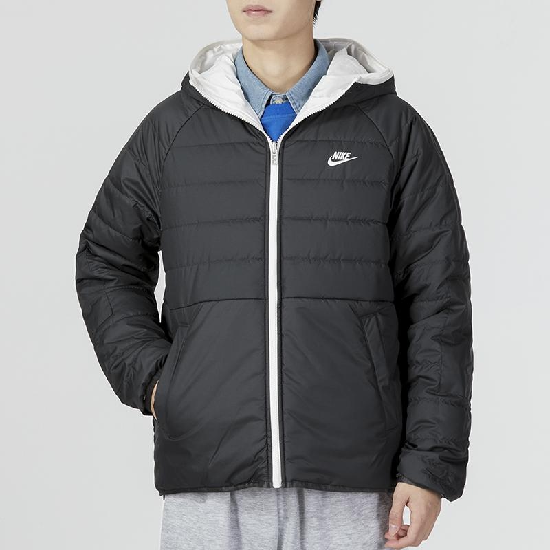 Nike Мужская черная пуховая куртка с капюшоном, умеренно стеганая, утепленная куртка DH2784-030