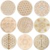 Wood Wall Flower of Life Shape Art Home Decor Laser Cut Non-slip Coaster Set Wood Placemats Table Mat Round Cup Pad Coasters