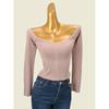 off-Shoulder Knitted Slim Fit Slim Looking Inner Bottoming Shirt