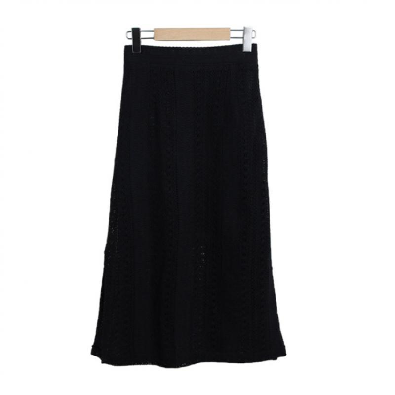 Shop Ladies Korean Summer Backband Lace Eyelet Long Skirt Beige Stj Wsk 4609
