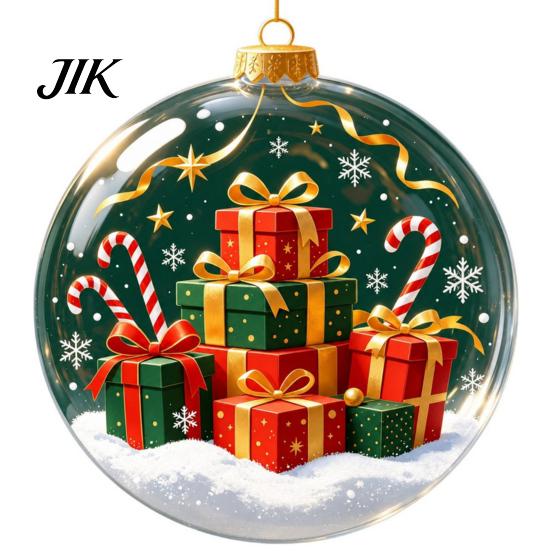 Christmas Party Hanging Trinkets 3D Faux Crystal Ball Ornaments with Warm LED Luminous Holiday Decorations Lights, Tree Pendant for Home Decor