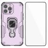 Чехол для телефона iPhone 15 Pro WANLONFENG PC TPU Задняя крышка Подставка со Закаленным стеклом