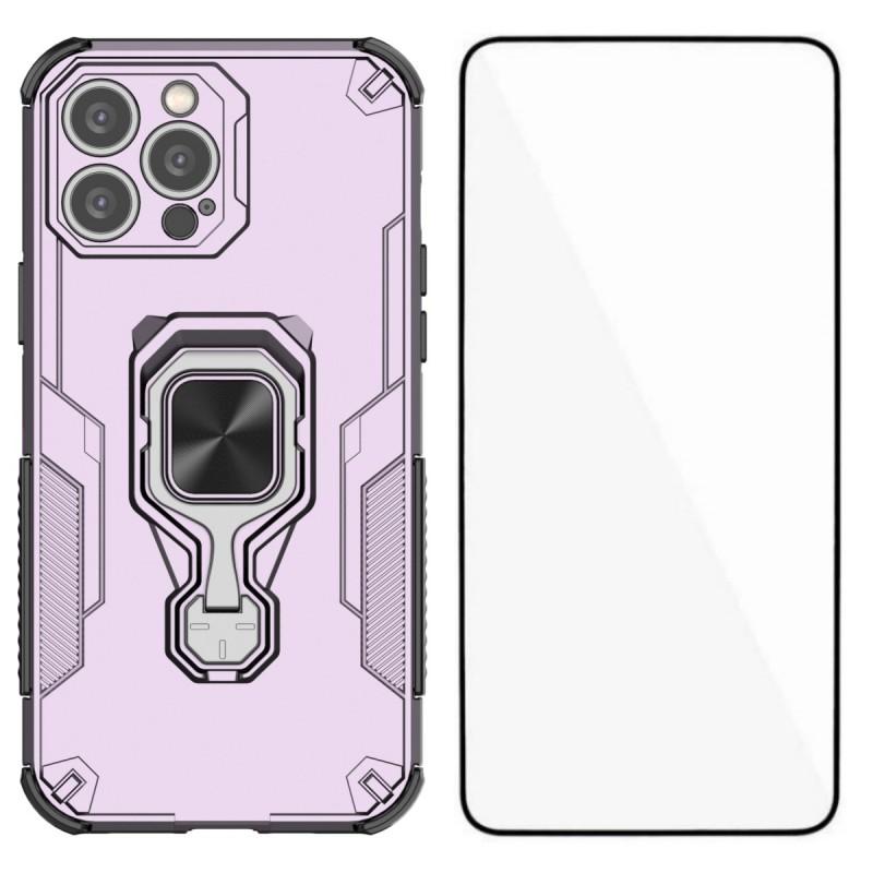 Чехол для телефона iPhone 15 Pro WANLONFENG PC TPU Задняя крышка Подставка со Закаленным стеклом