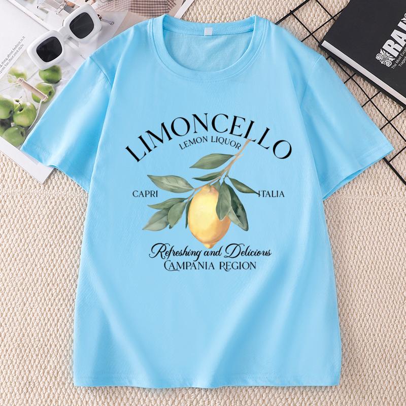 Limoncello Tee Unisex Ladies Lemon Graphic T Shirts Casual Round Neck Printed Italian Summer Tee Shirts Italy Vacation TShirt