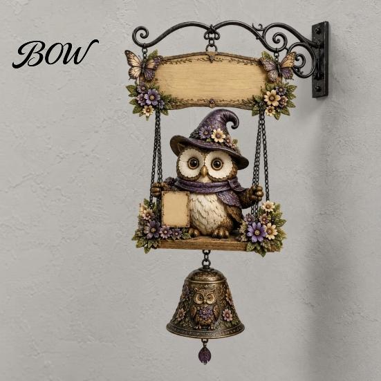 Distressed Wood Grain Sign Garden Gnome Bell, Welcome Outdoor Hanging Doorbell, Holiday Decorative Wall Plaque Wind Chimes for Patio Home