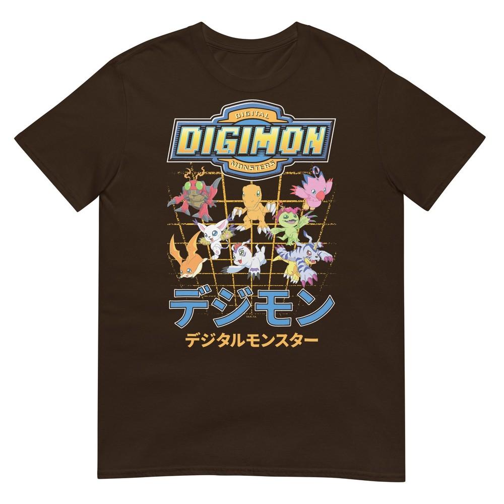 Digimon Character Grid With Kanji And Logo Digital Monsters Tshirt