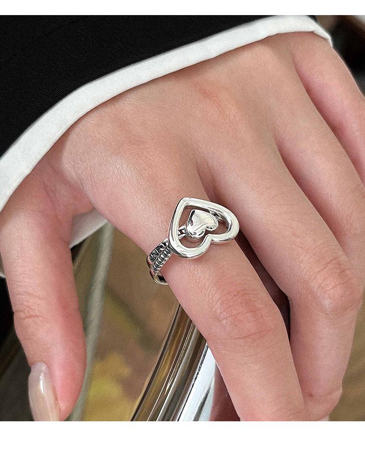 Yinruitai s925 Стерлинговое серебро Полое сердце Штабелируемые Корейский тренд Женские парные кольца