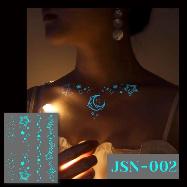 4pcs Luminous Glow Waterproof Temporary Tattoo Sticker Star Butterfly Flash Tatto Women Men Arm Body Art Fake Tattoos