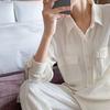 Женский темпераментный комплект с широкими брюками, винтажный белый комплект большого размера, свободная повседневная солнцезащитная рубашка, дышащий комплект из двух предметов
