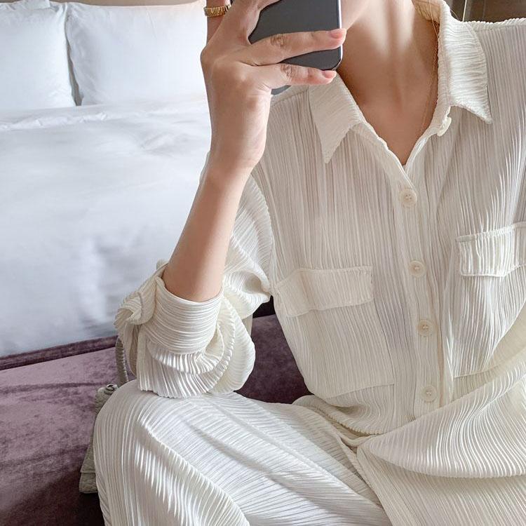 Женский темпераментный комплект с широкими брюками, винтажный белый комплект большого размера, свободная повседневная солнцезащитная рубашка, дышащий комплект из двух предметов