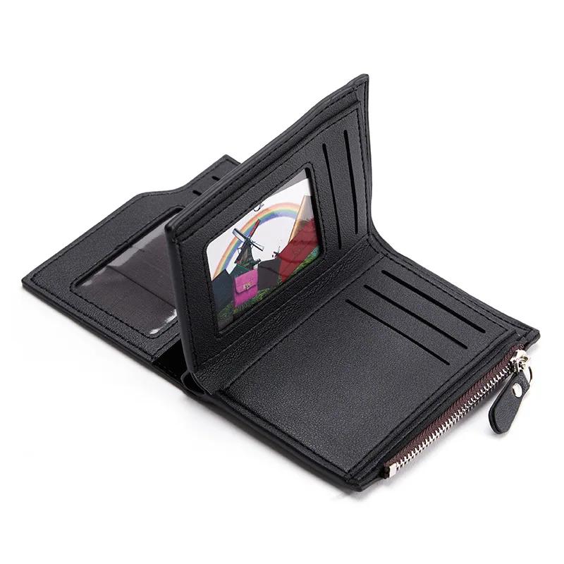 Men Wallet Short PU Leather Male Purse Black Coffee Credit Card Holders with Zipper Men Wallet Money Bag Carteira Masculina