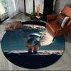 3D Astronaut Space Cartoon Round Carpet Rug for Living Room Bedroom Child Playroom Chair Decor,Pet Area Rug Non-slip Floor Mat