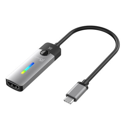 Адаптер j5create на HDMI 8K с поддержкой HDR, совместимый, оснащен игровой RGB-подсветкой, не требует драйверов, USB-C 2.1 8K@60Гц 4K@144Гц