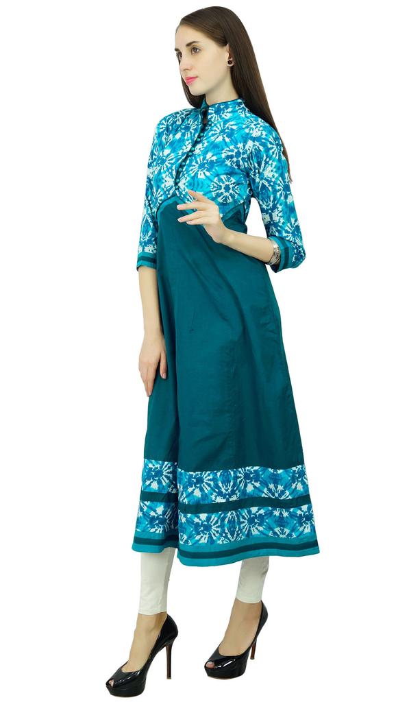 Phagun Хлопковая блузка Anarkali Kurti Flai из окрашенного в технике галстука Kurta Gift