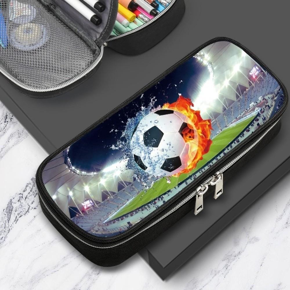 Polyester Pencil Case Sports Theme Multifunction Bag Soccer Pattern Pen Bag  Stationery Storage