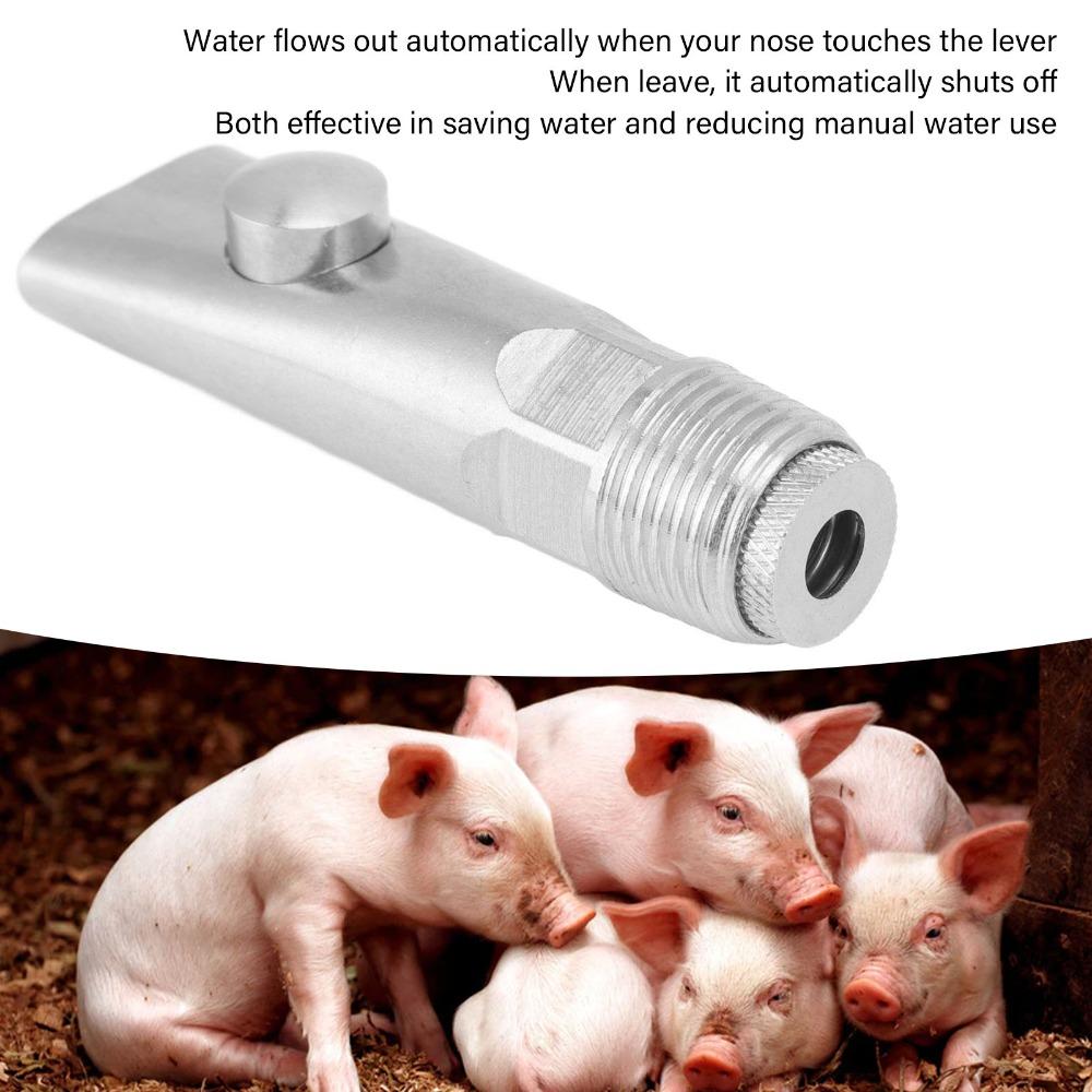 2 Pcs Silver Pig Water Nipple Thickened Stainless Steel Pig Drinker Pig Feeder Nipple For Sheep