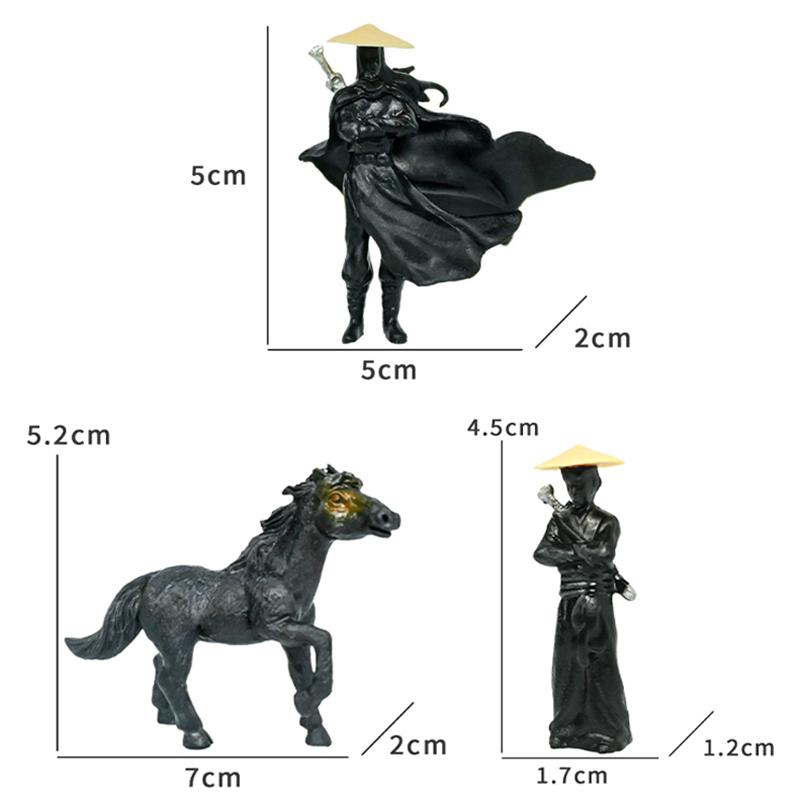 3 шт./набор мини-фигурок из смолы, модель древнего японского китайского ниндзя-самурая, моделирование классного миниатюрного автомобиля, украшения, подарки