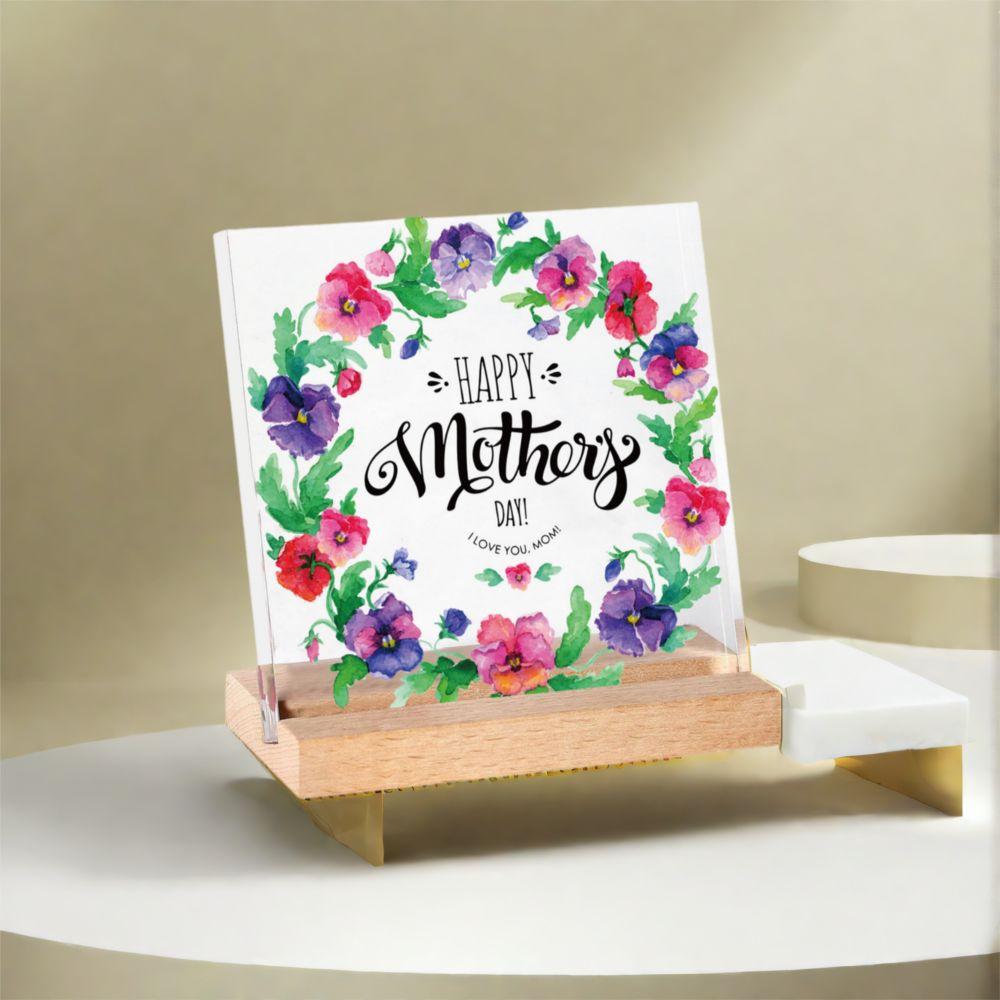 Romantic Mom Tabletop Sign Acrylic Love Flowers Ornament Mother's Day Desktop Sign  Studio Desk
